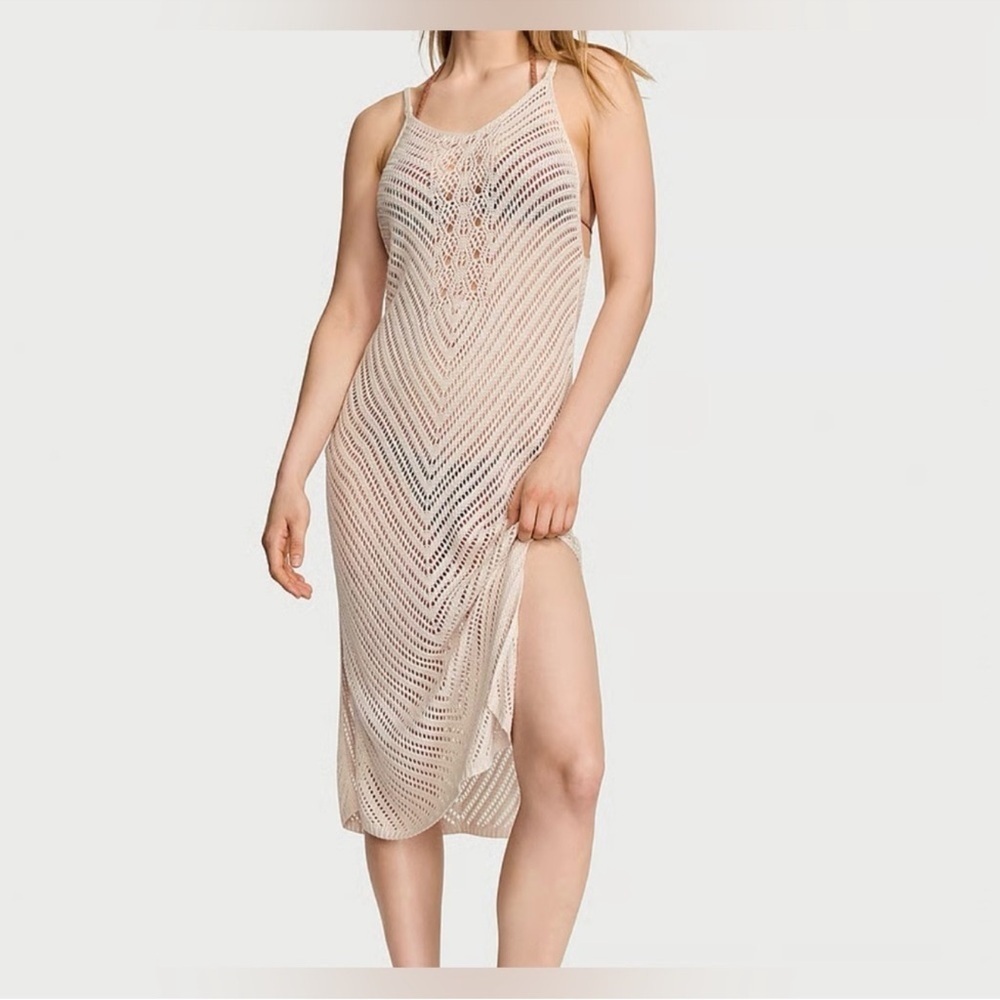 VICTORIA'S SECRET SWIM Beachwear Crochet Cover-Up Dress - Size L NWT